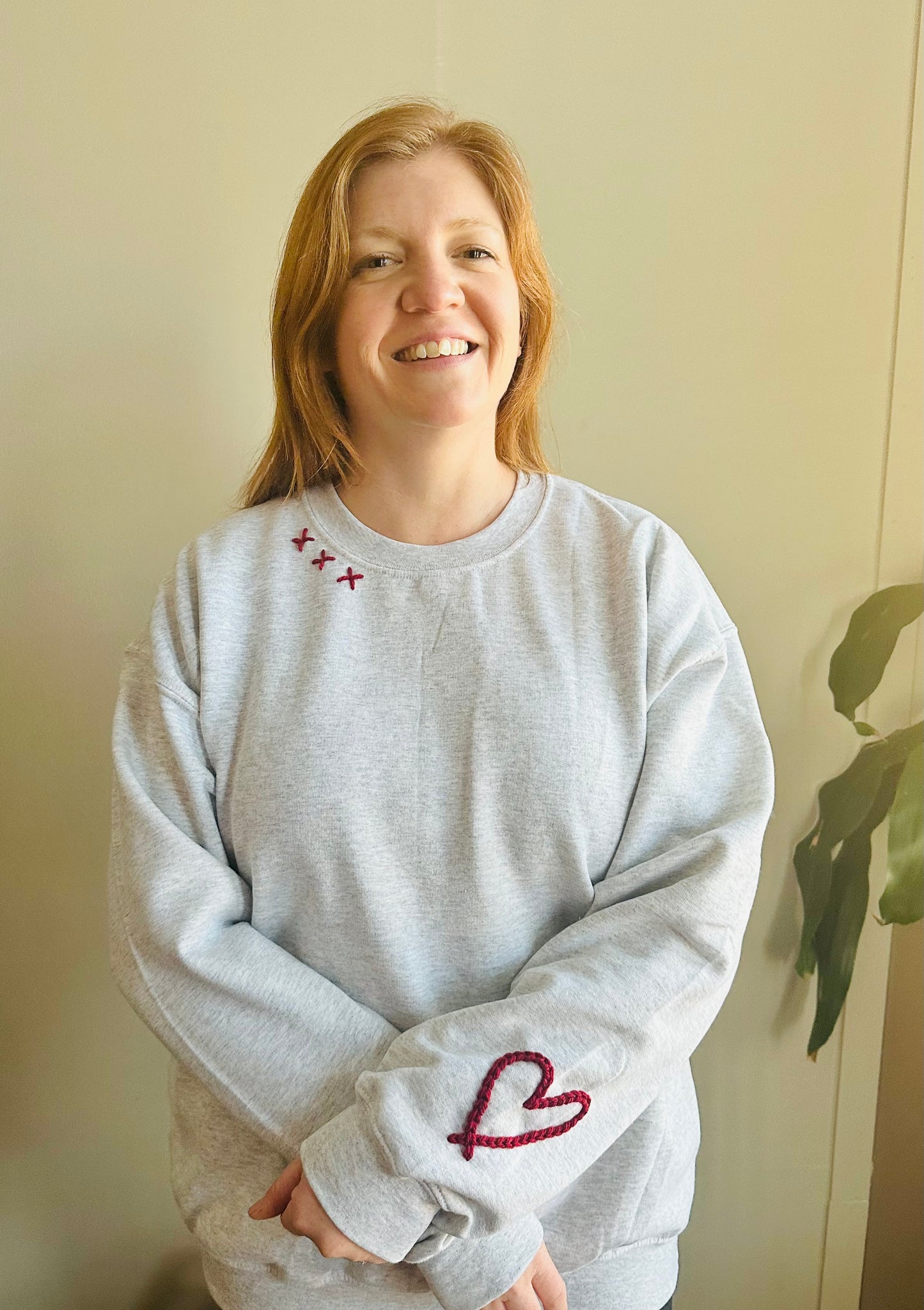 Hand Embroidered Heart Adult Sweatshirt by Rooted Rags