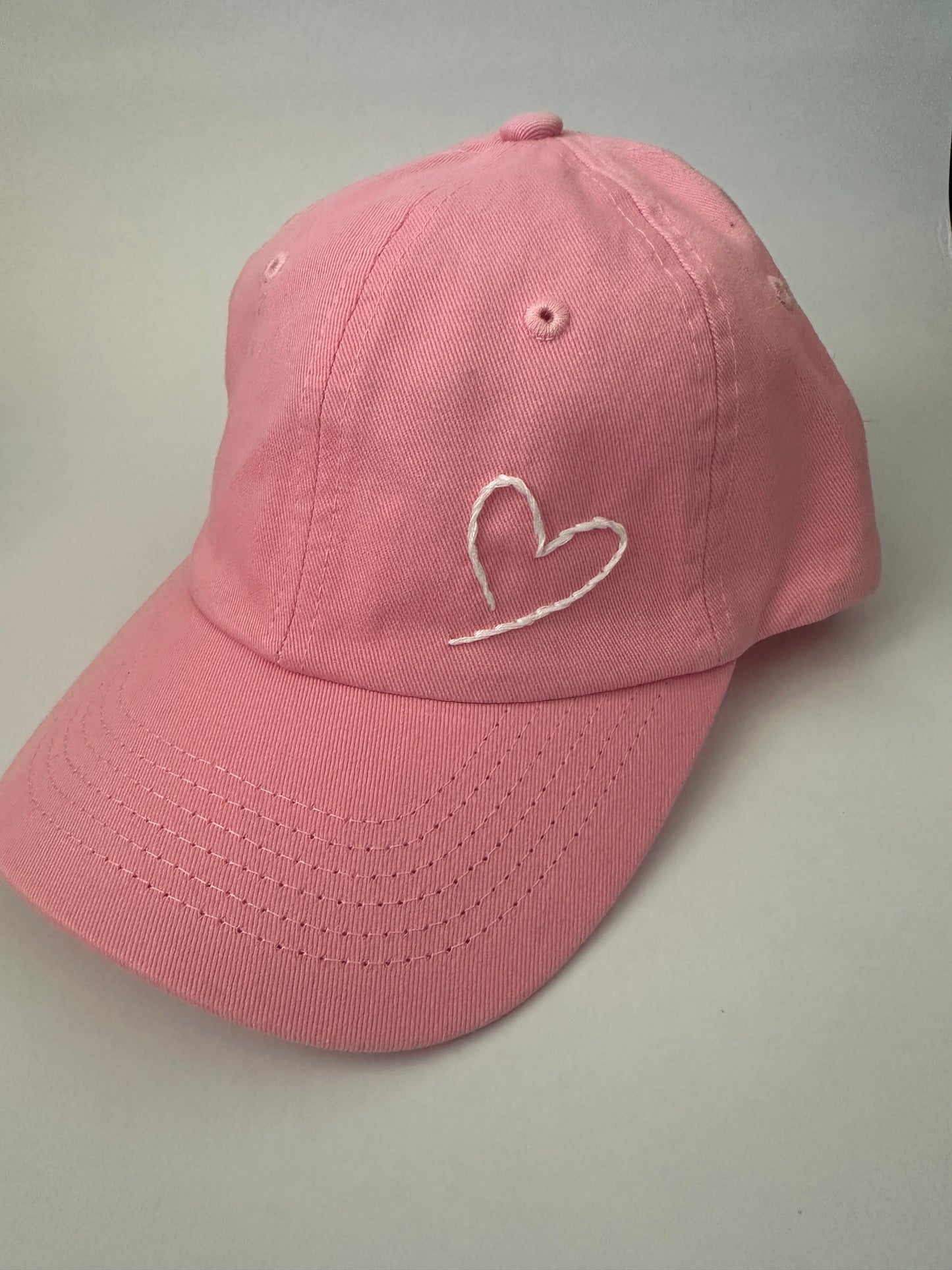 Hand Embroidered Heart Baseball Cap for Kids