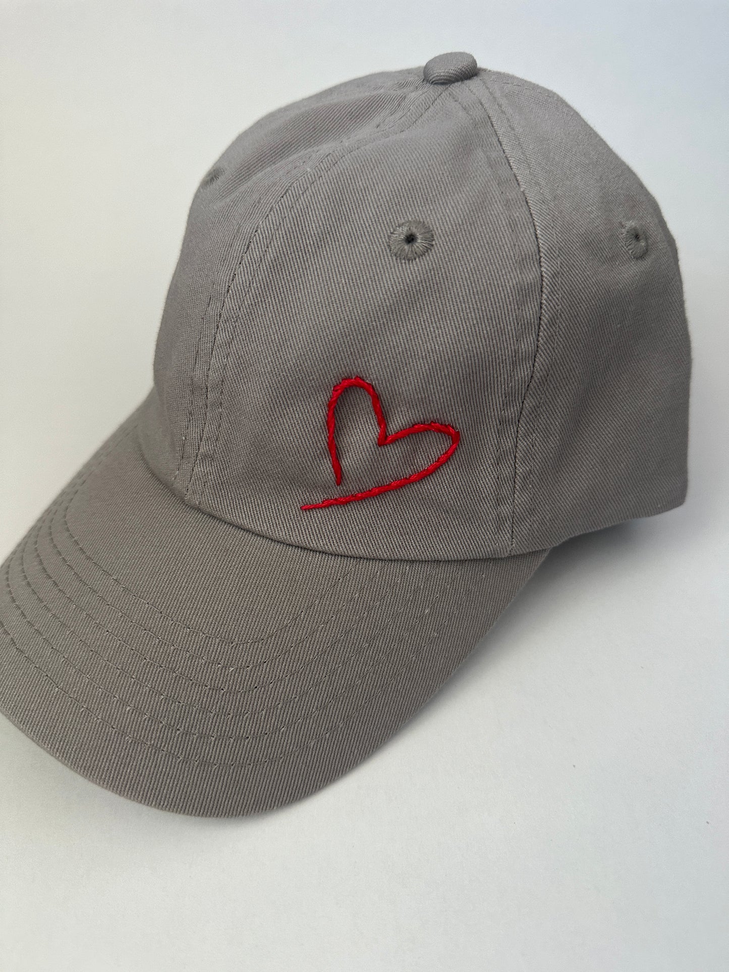 Hand Embroidered Heart Baseball Cap for Kids