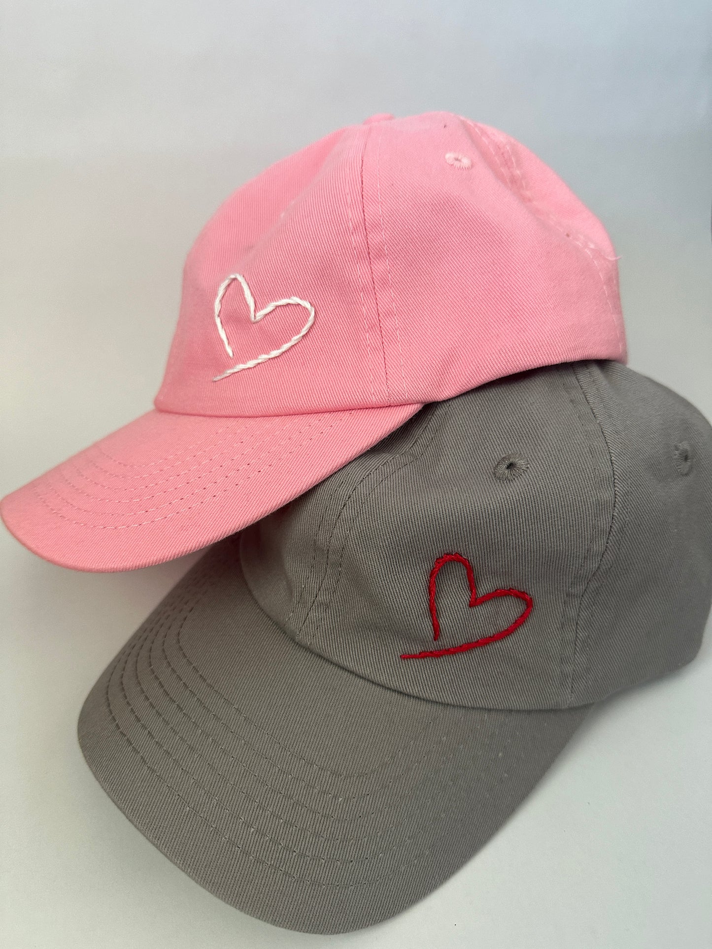 Hand Embroidered Heart Baseball Cap for Kids