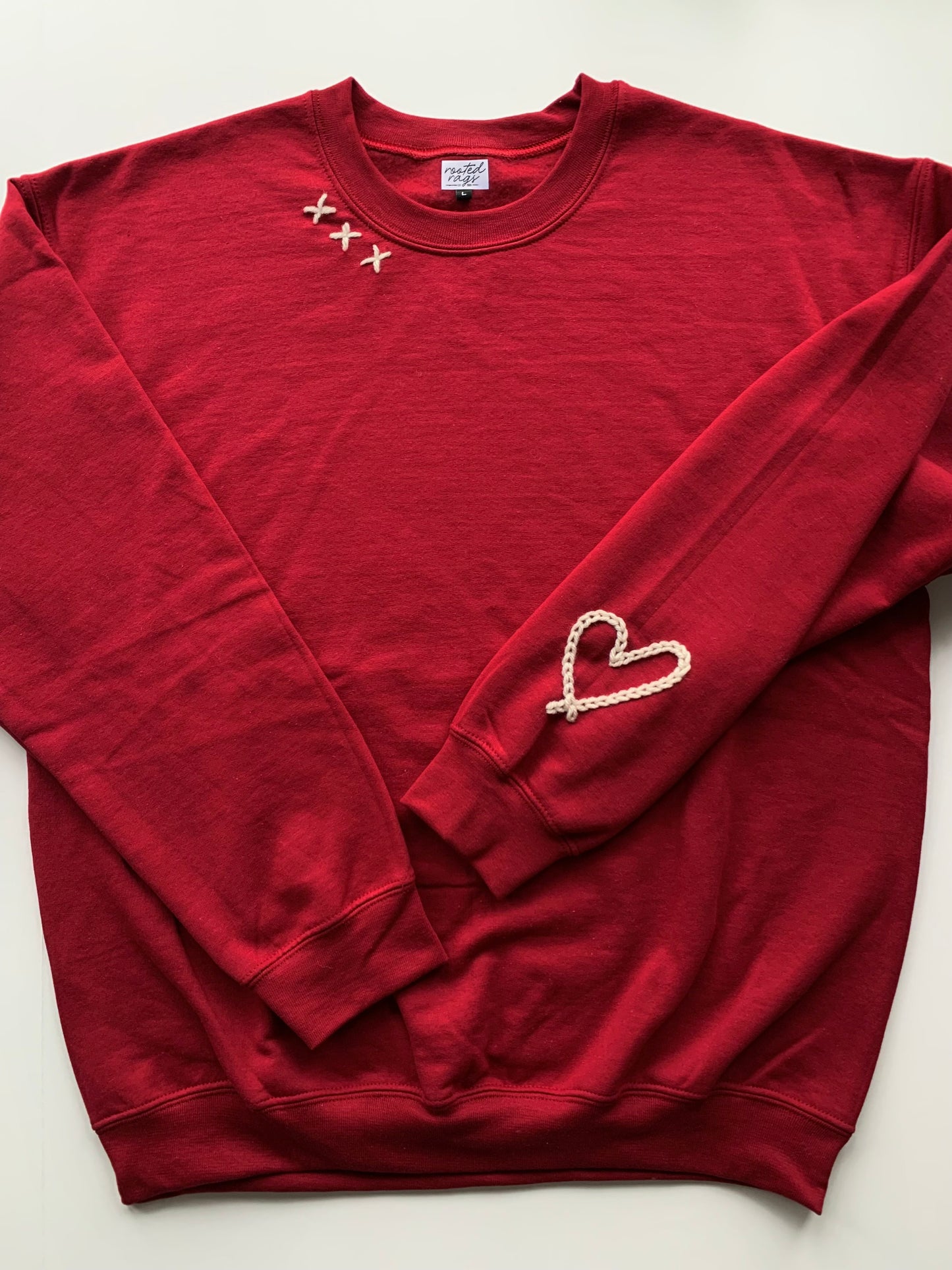 Hand Embroidered Heart Adult Sweatshirt by Rooted Rags