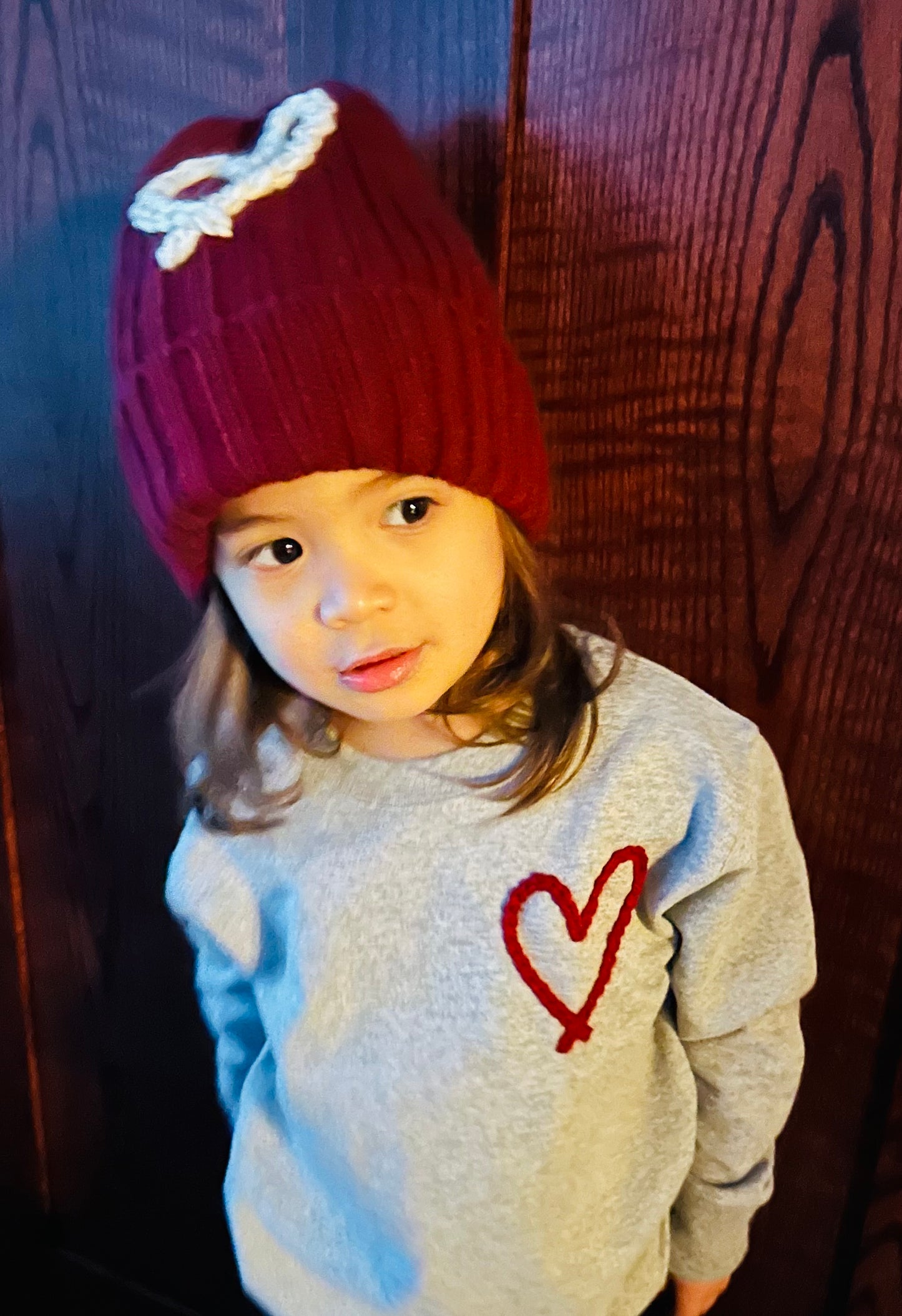 Hand Embroidered Heart Kid Sweatshirt by Rooted Rags