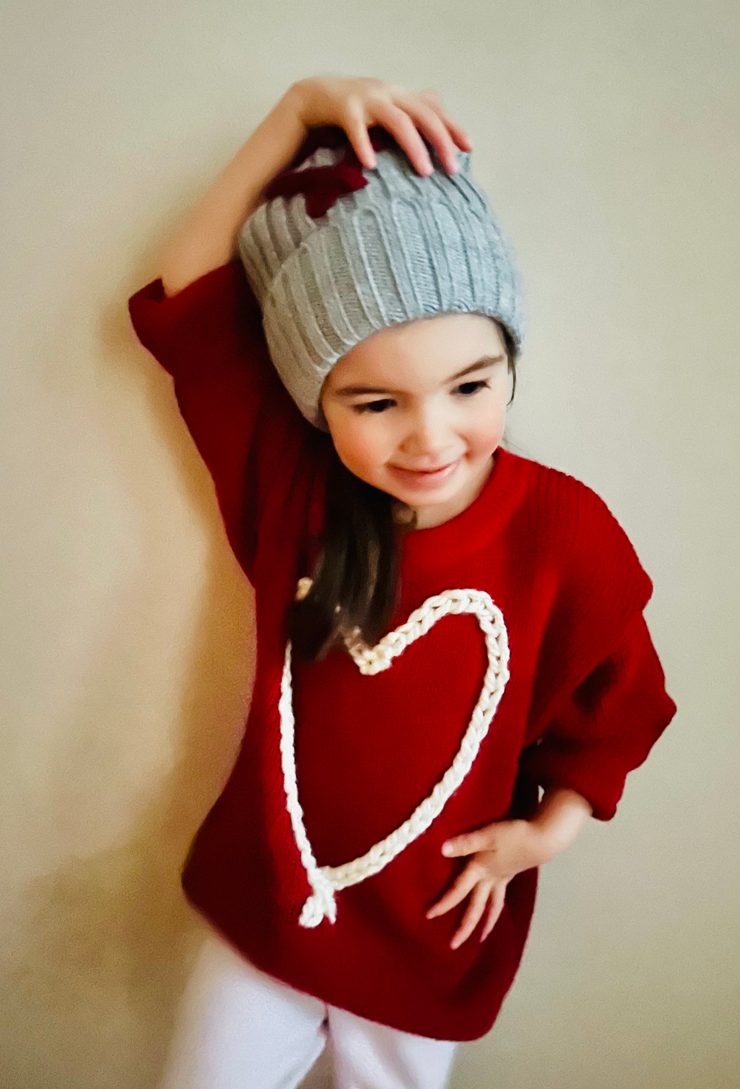 Hand Embroidered Heart Kid Sweater by Rooted Rags