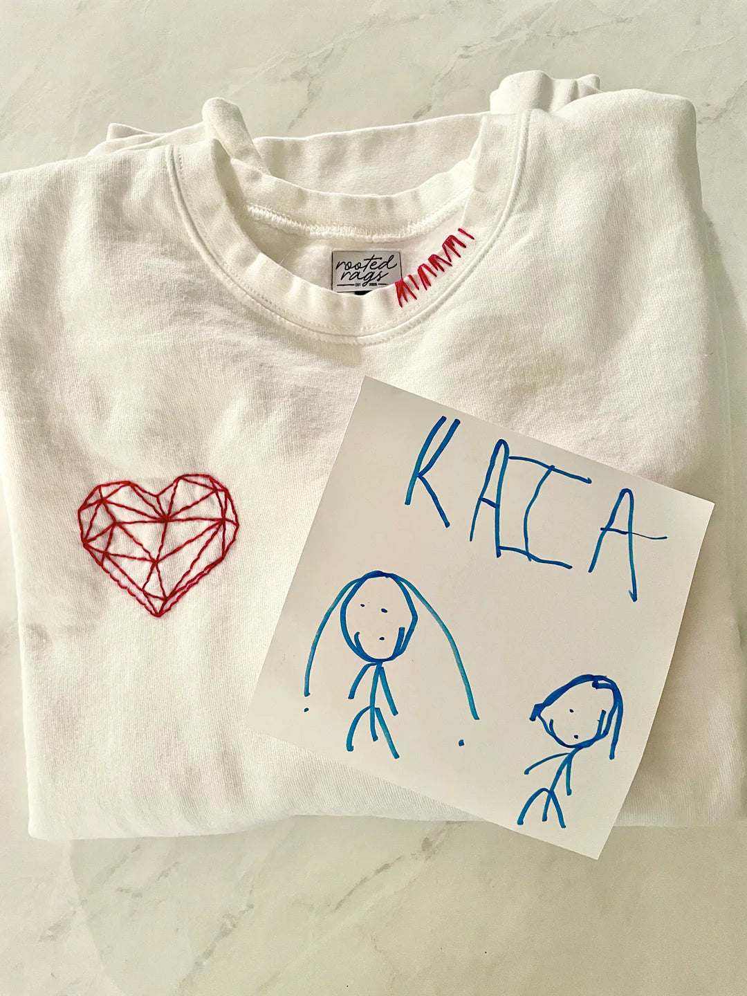 The OG - Hand Embroidered Heart Sweatshirt or Onesie by Rooted Rags