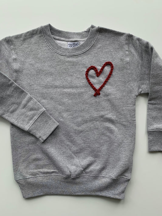 Hand Embroidered Heart Kid Sweatshirt by Rooted Rags