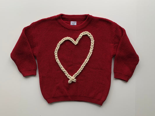 Hand Embroidered Heart Kid Sweater by Rooted Rags